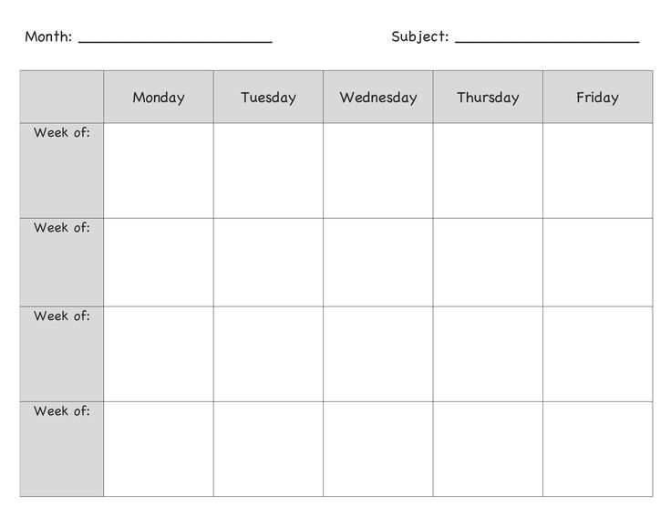 unit plan calendar template