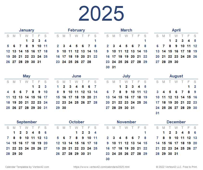 vertical calendar template 2025