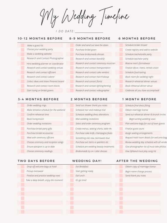 wedding planning calendar template