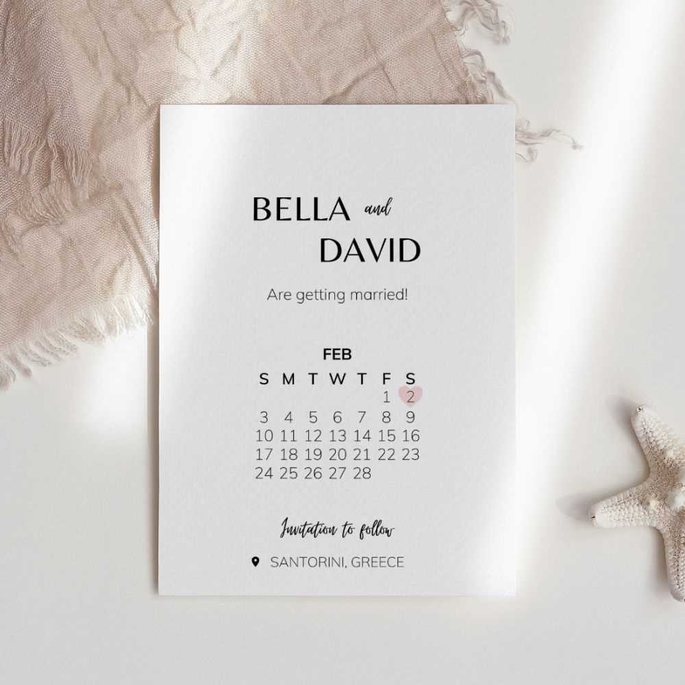 wedding save the date calendar template