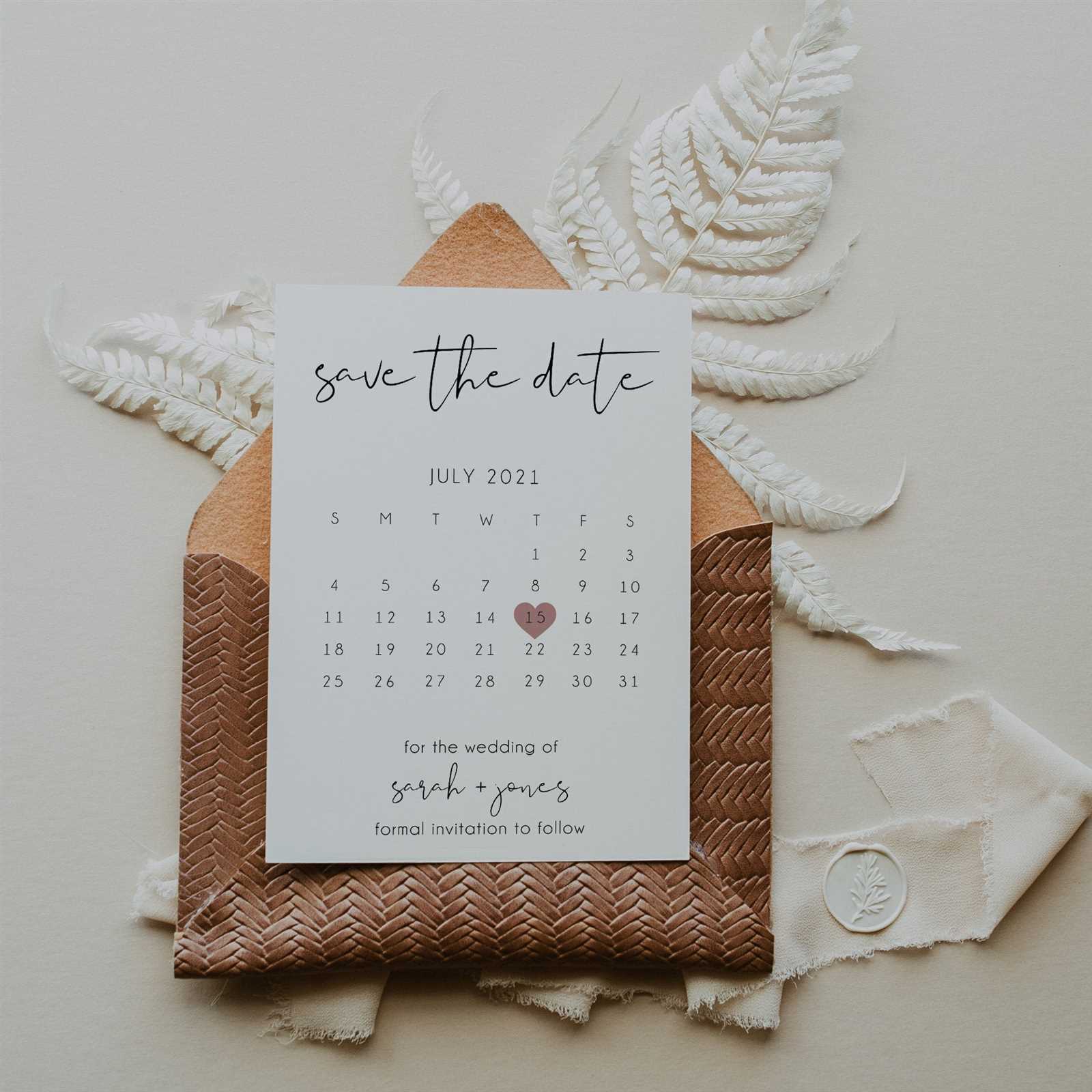 wedding save the date calendar template