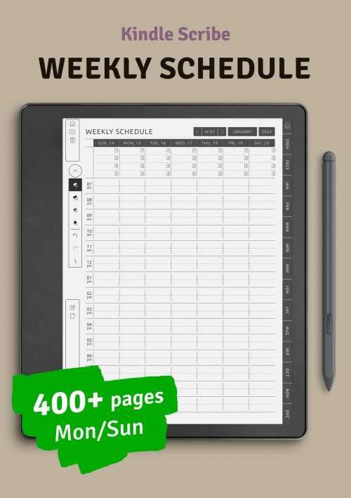 week at glance calendar template