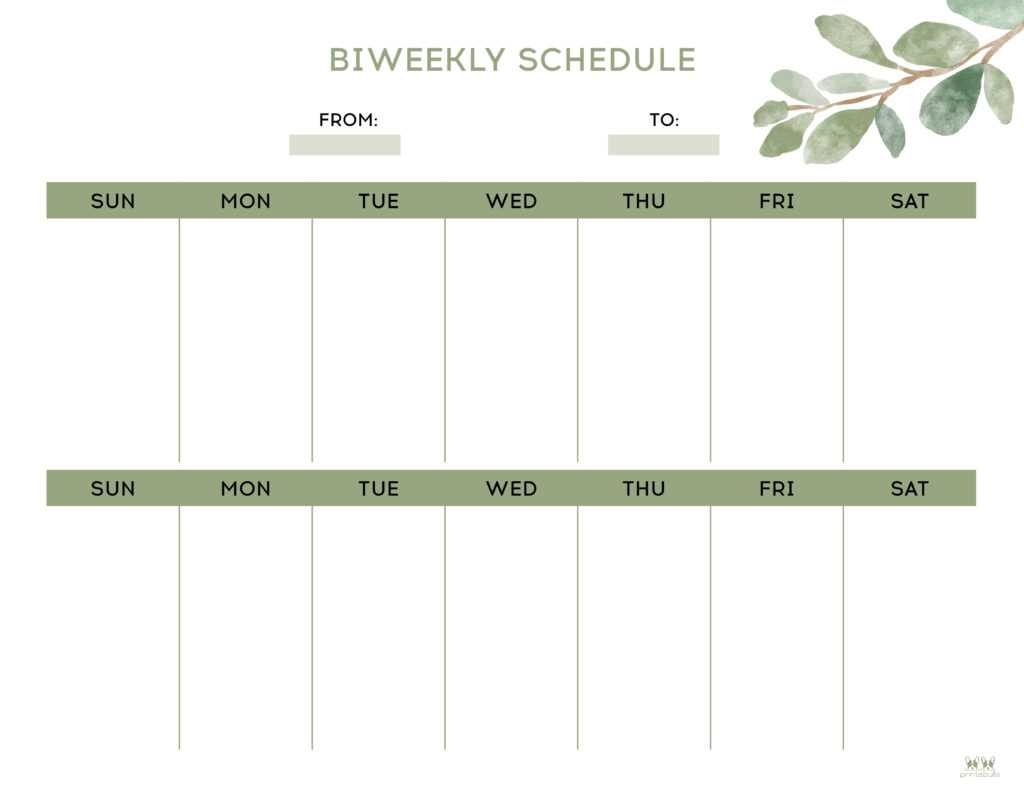 week by week calendar template