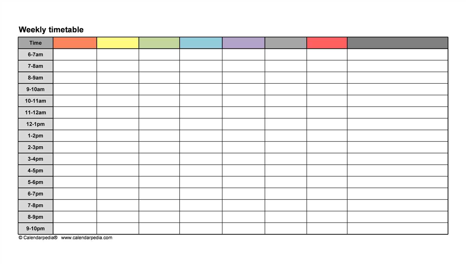 weekday calendar template