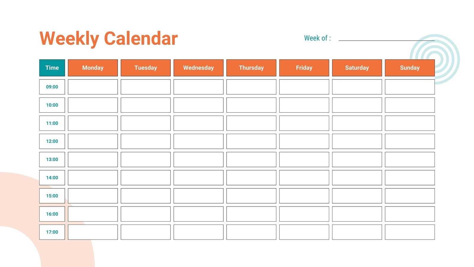 weekly business calendar template