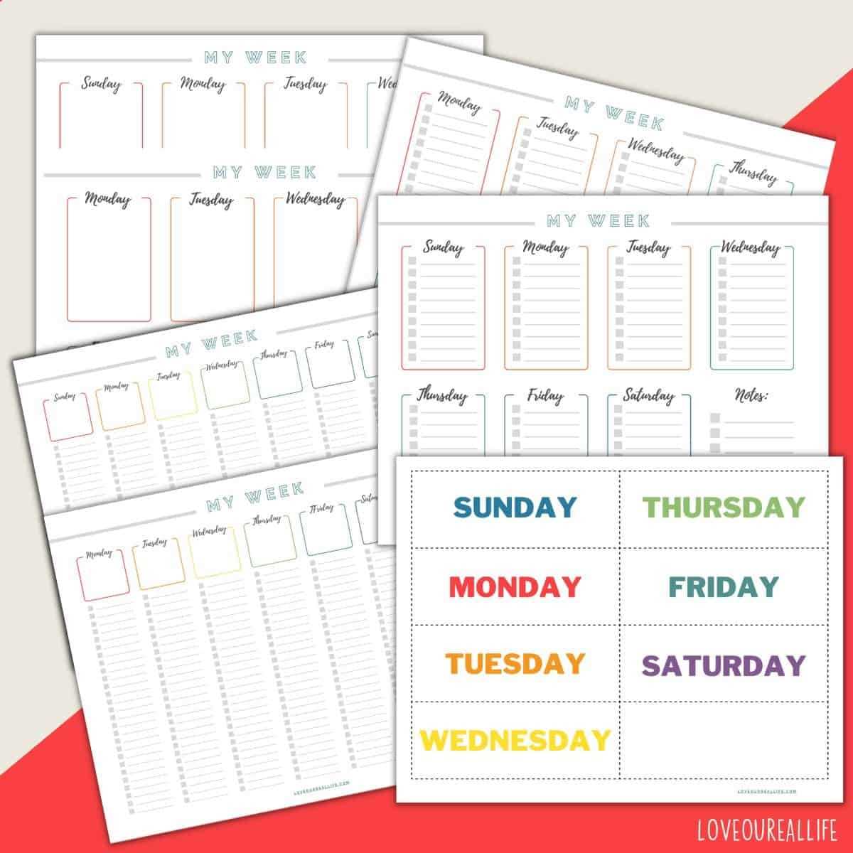 weekly calendar editable template