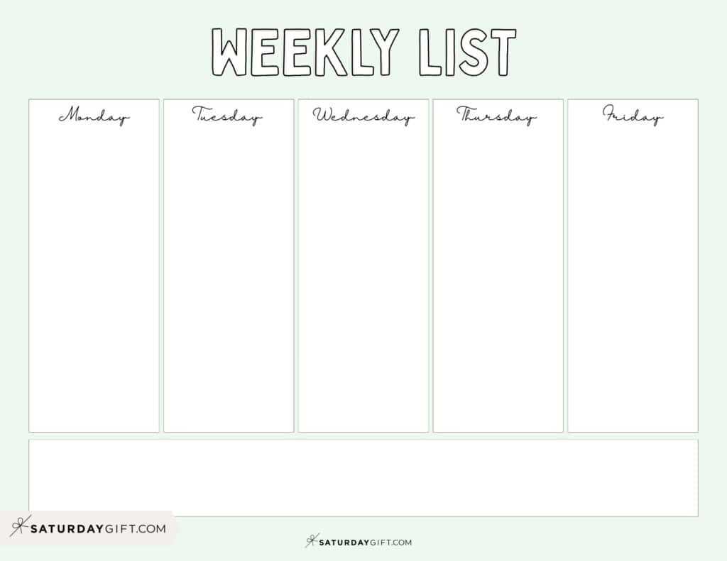 weekly calendar sheets template