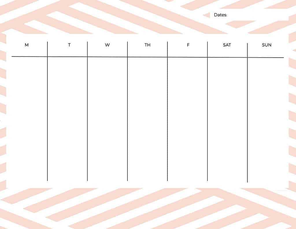 weekly calendar template free