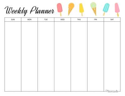 weekly calendar template free