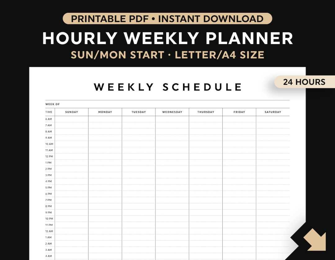 weekly calendar template hourly