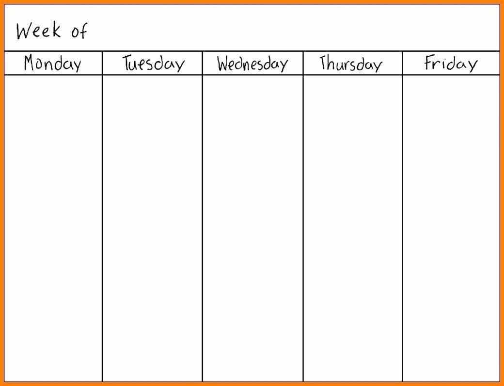 weekly calendar template monday friday