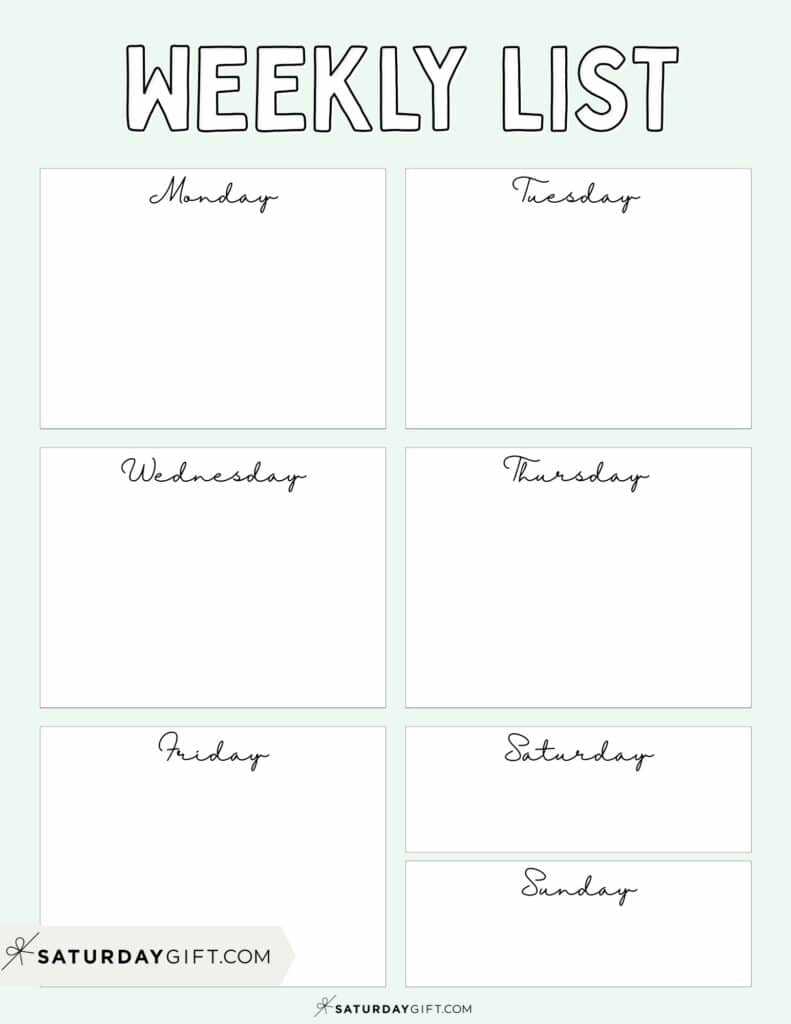 weekly calendar template monday friday