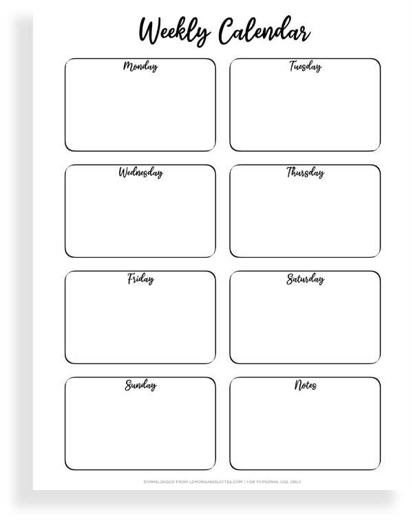 weekly calendar template