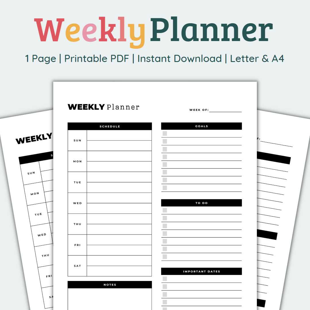 weekly calendar template