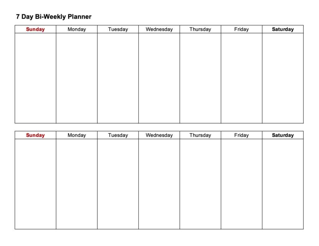 weekly calendar templates