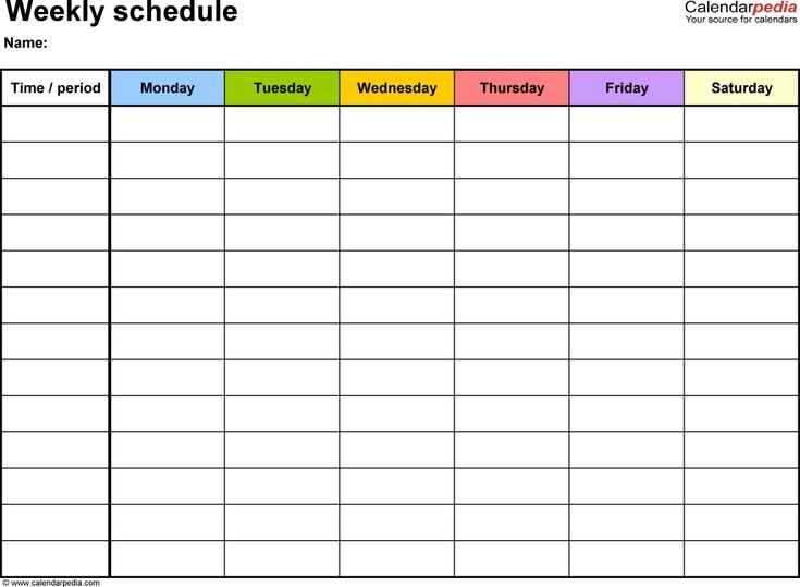 weekly calendar templates