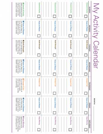 weekly exercise calendar template