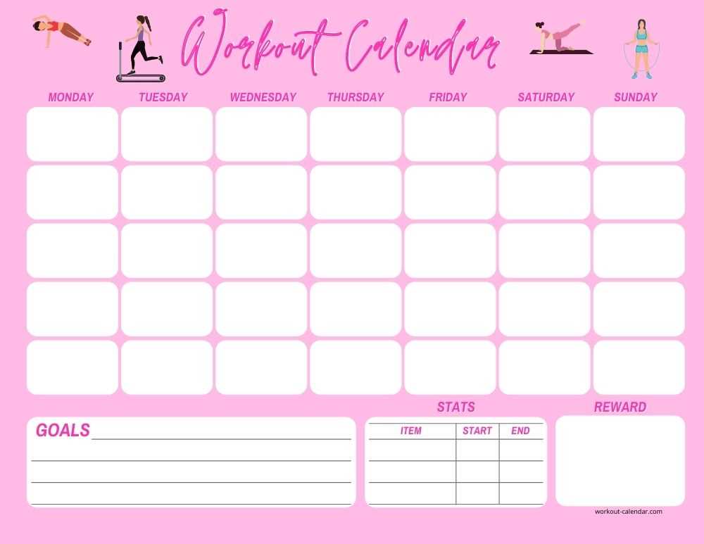 weekly exercise calendar template