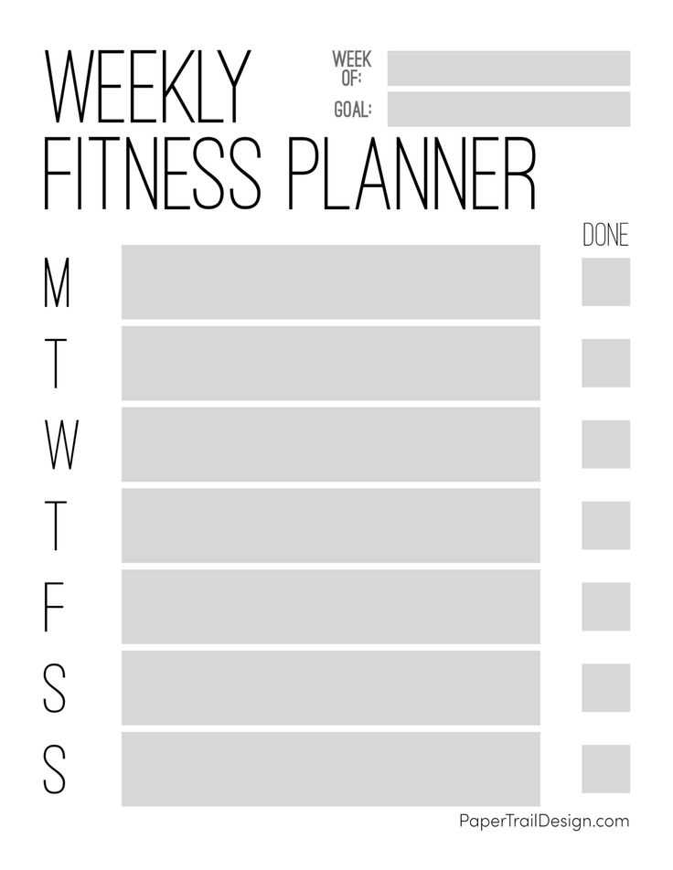 weekly fitness calendar template