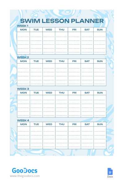 weekly lesson plan calendar template