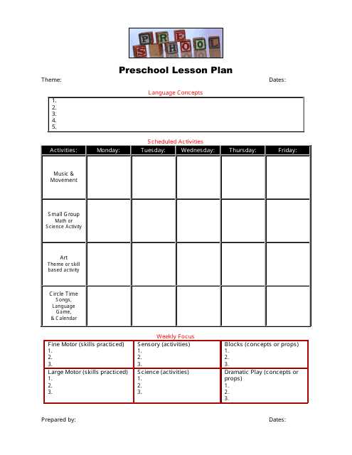 weekly lesson plan calendar template