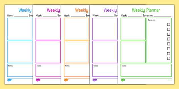 weekly lesson plan calendar template