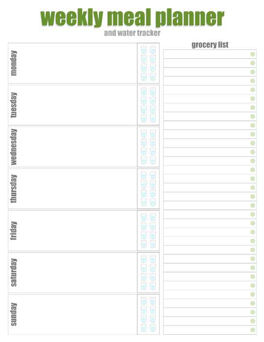 weekly meal calendar template