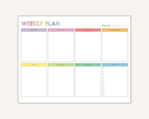 weekly printable calendar template