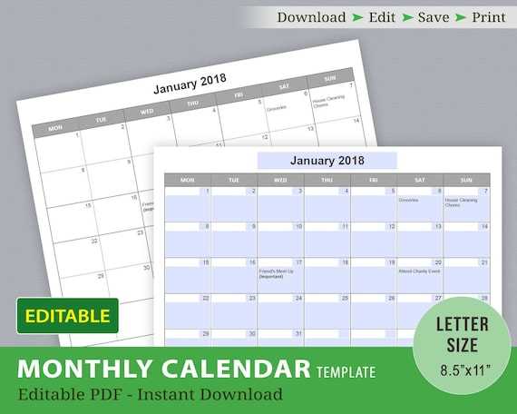 windows monthly calendar template