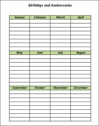 work anniversary calendar template