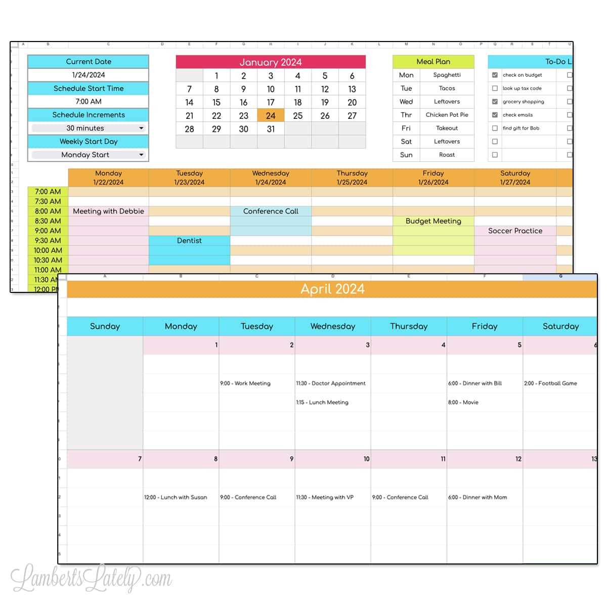 work week calendar template