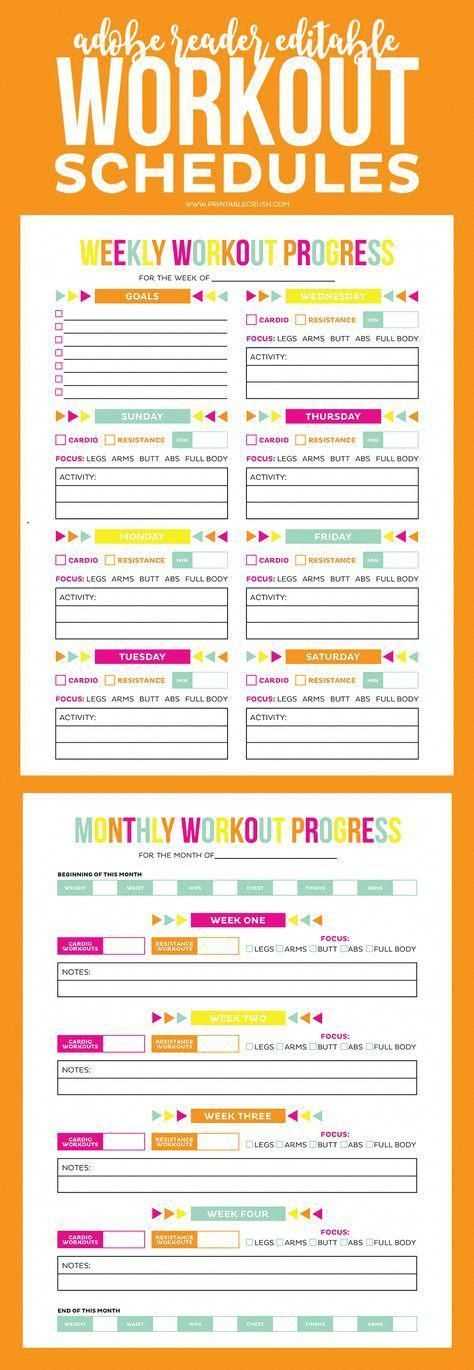 workout calendar template editable