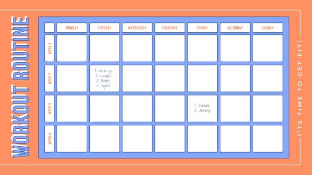 workout calendar template editable