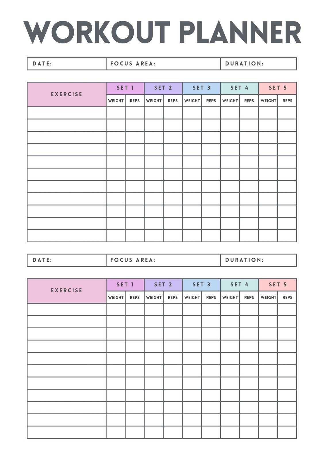 workout plan calendar template