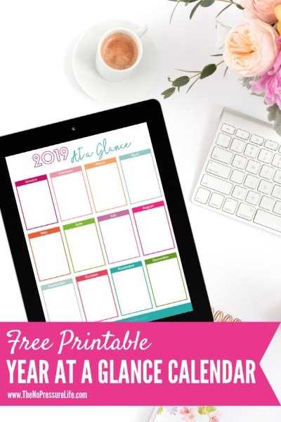 year at a glance calendar template free