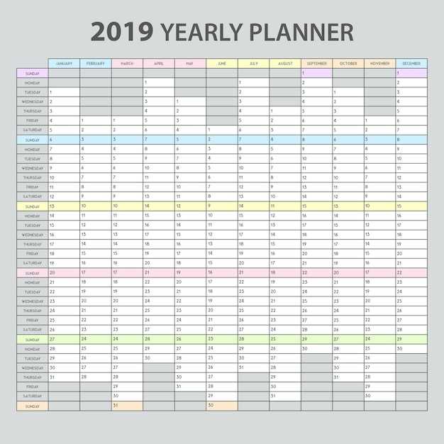 year calendar planner template