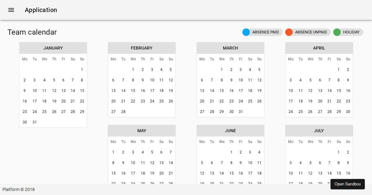 year to view calendar template