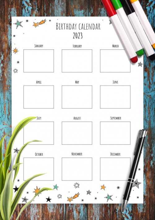 yearly birthday calendar template