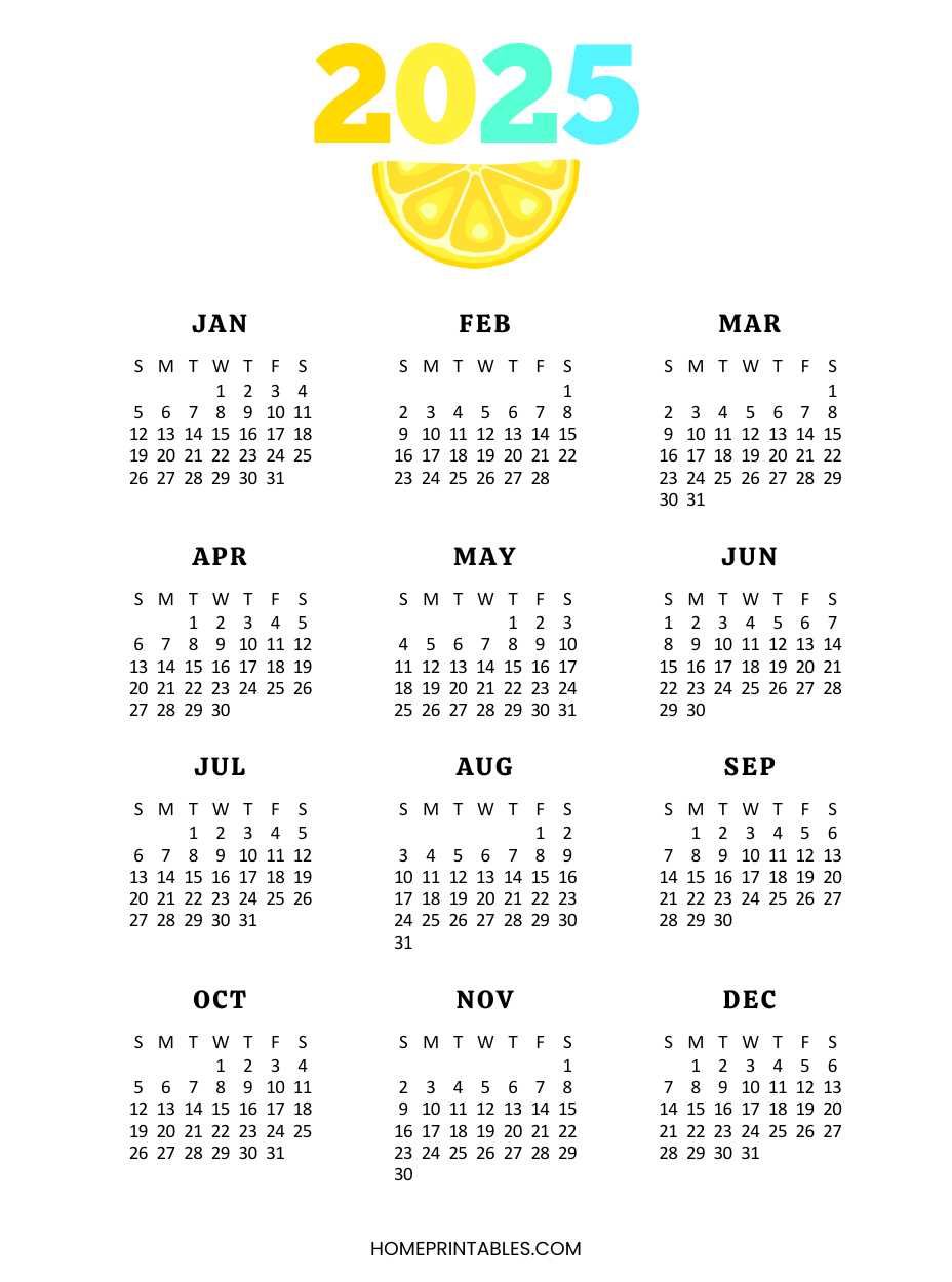 yearly calendar 2025 template