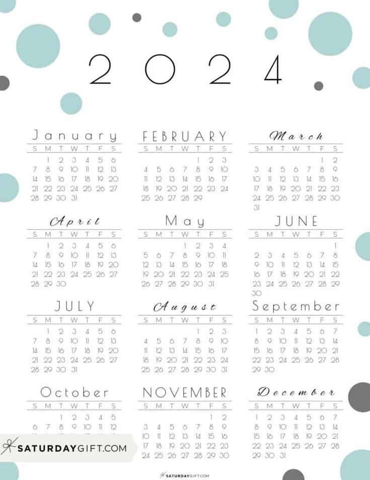 yearly calendar on one page template