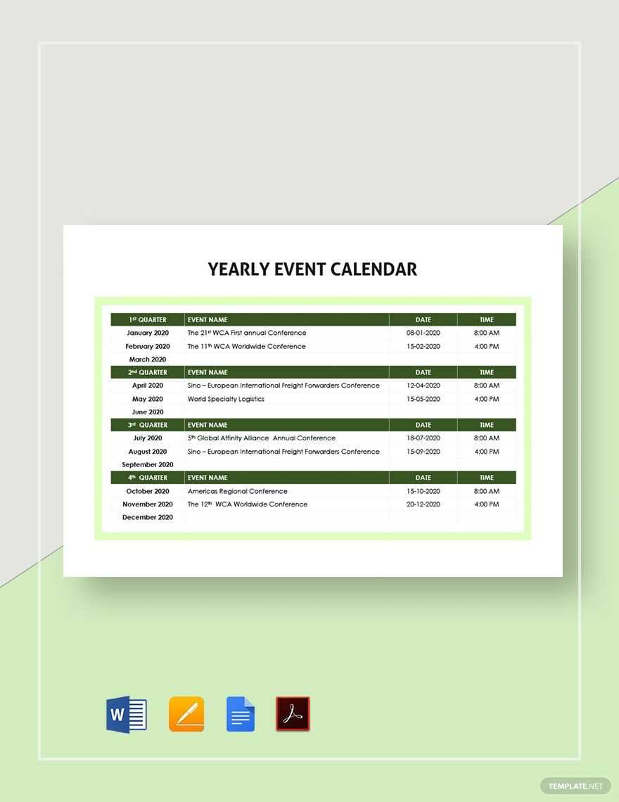 yearly meeting calendar template