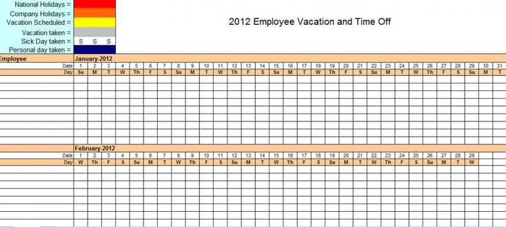 yearly vacation calendar template