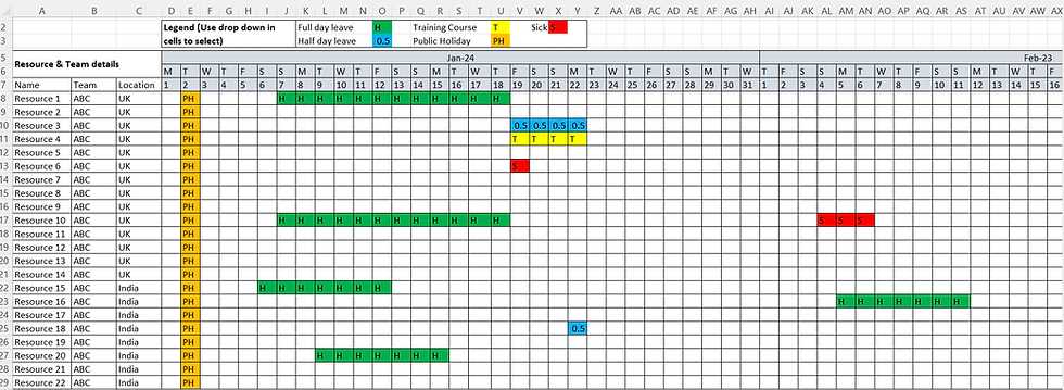 yearly vacation calendar template