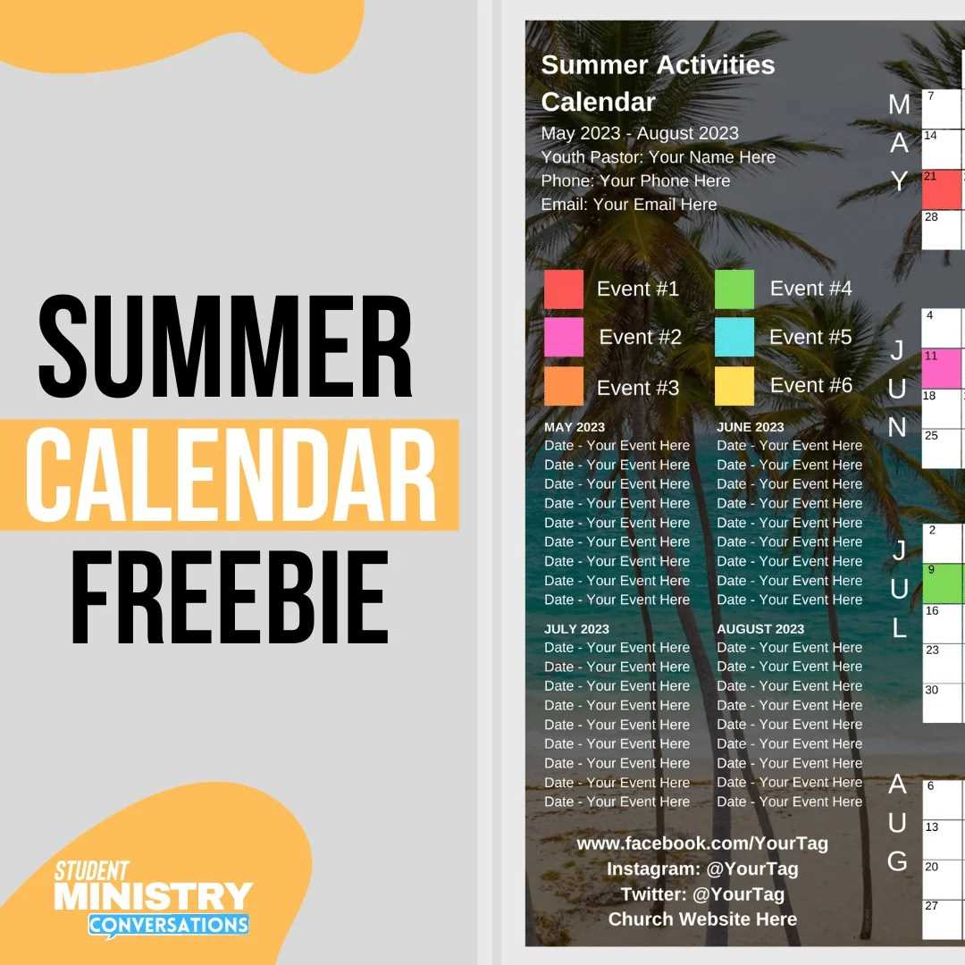 youth ministry calendar template