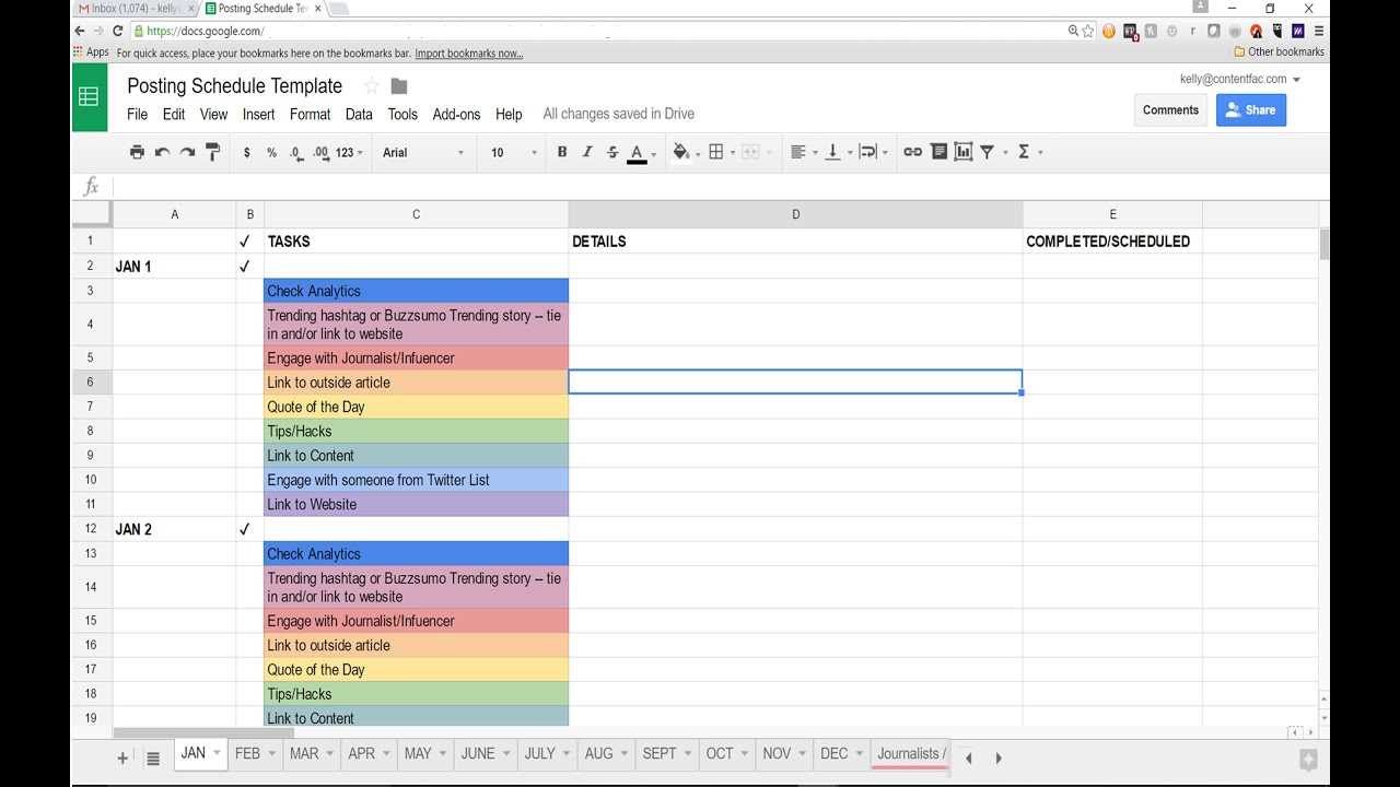 youtube content calendar template