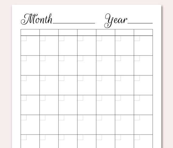 blank calendar template no dates