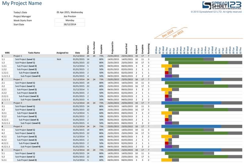 free project management calendar template