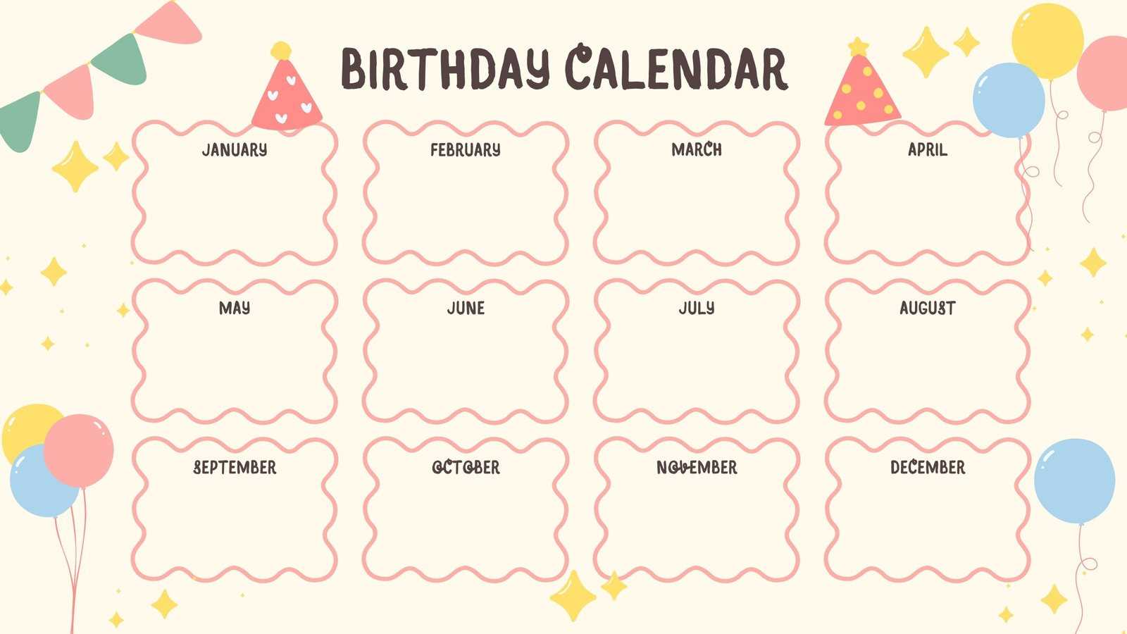 birthday calendar template for office