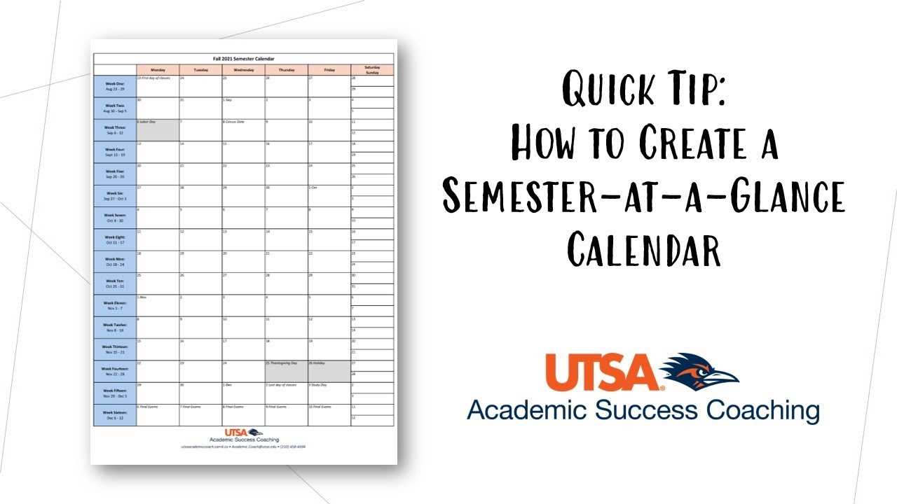 academic semester calendar template