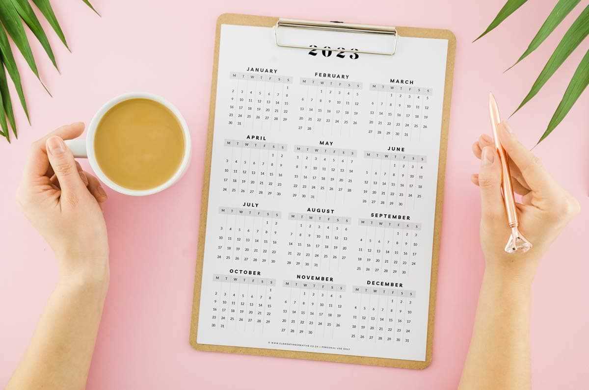 12 month at a glance calendar template